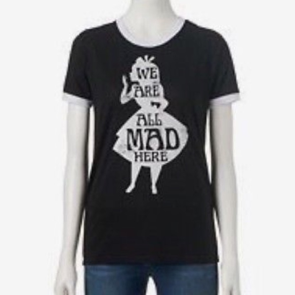 Disney Alice Wonderland All Mad Here Tee Jr Med